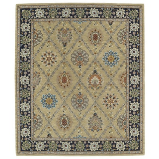 Hand-tufted Anabelle Gold Trellis Wool Rug (7'6 x 9')