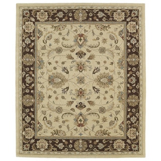 Hand-tufted Anabelle Gold Kashan Wool Rug (7'6 x 9')