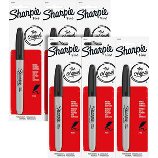 Sharpie Permanent Fine Point Black Ink Marker (Pack of 6)