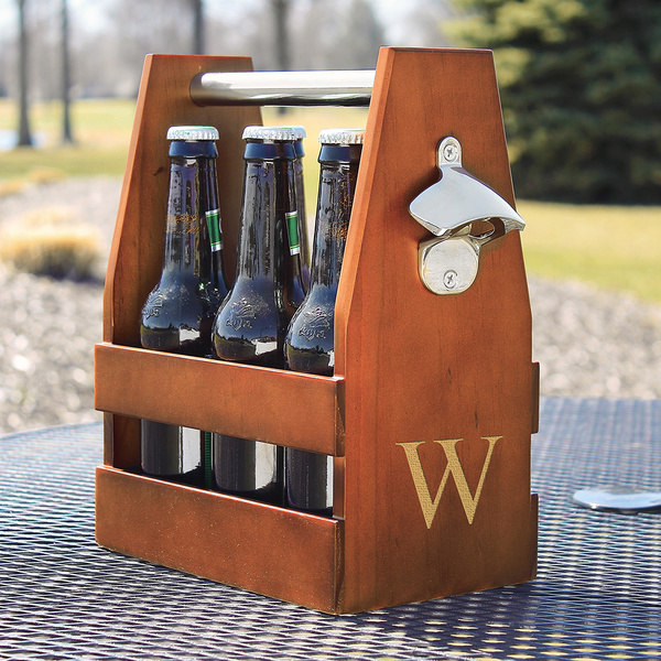slide 2 of 3, Personalized Wooden Craft Beer Carrier and Opener