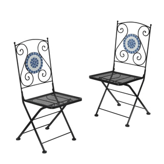 Furniture of America Spector Blue Mosaic Bistro Chairs (Set of 2)