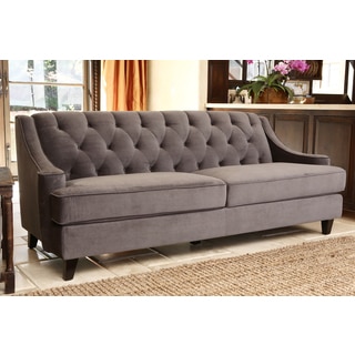 ABBYSON LIVING Claridge Dark Grey Velvet Fabric Tufted Sofa