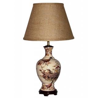 Crown Lighting 1-light Brown Pheasants Ceramic Table Lamp