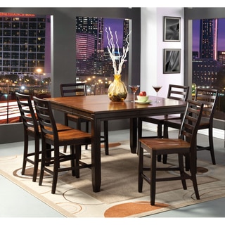 Furniture of America Isa Acacia and Espresso 7-piece Counter Height Dining Set