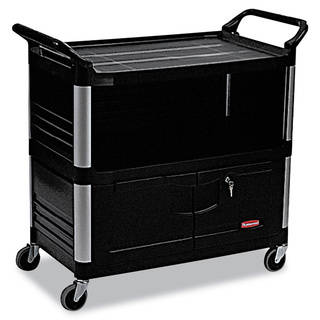 Rubbermaid Commercial Black Xtra 3-shelf Equipment Cart