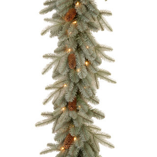 9' x 12" "Feel Real" Frosted Arctic Spruce Garland 50 Clear Lights
