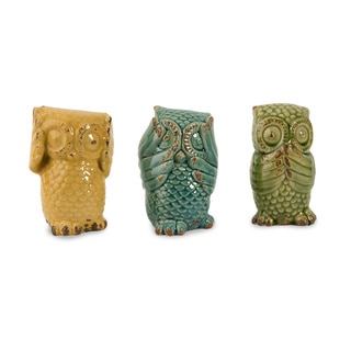 Wise Owls Ceramic Ornaments (Set of 3)