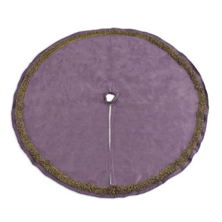 Passion Suede Aubergine 51-inch Round Tree Skirt with Fringe