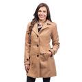 Women's Single Breasted Camel Button-Front Coat
