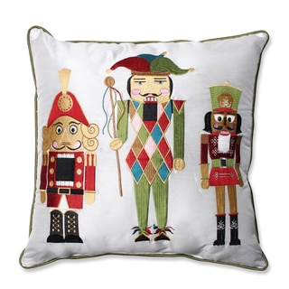 Pillow Perfect Holiday Embroidered Nutcrackers Red/Green 16.5-inch Throw Pillow