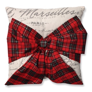 Pillow Perfect Holiday Plaid Bowknot 16.5-inch Throw Pillow