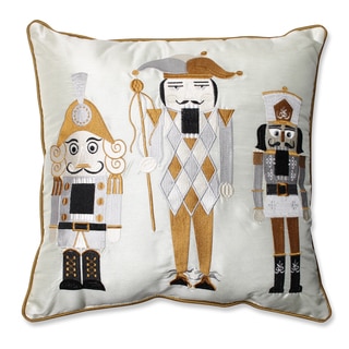 Pillow Perfect Holiday Embroidered Nutcrackers Gold/Silver 16.5-inch Throw Pillow