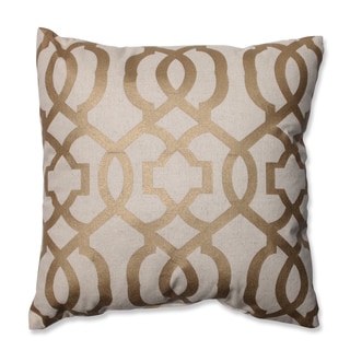 Pillow Perfect Geometric Gold/Linen 16.5-inch Throw Pillow