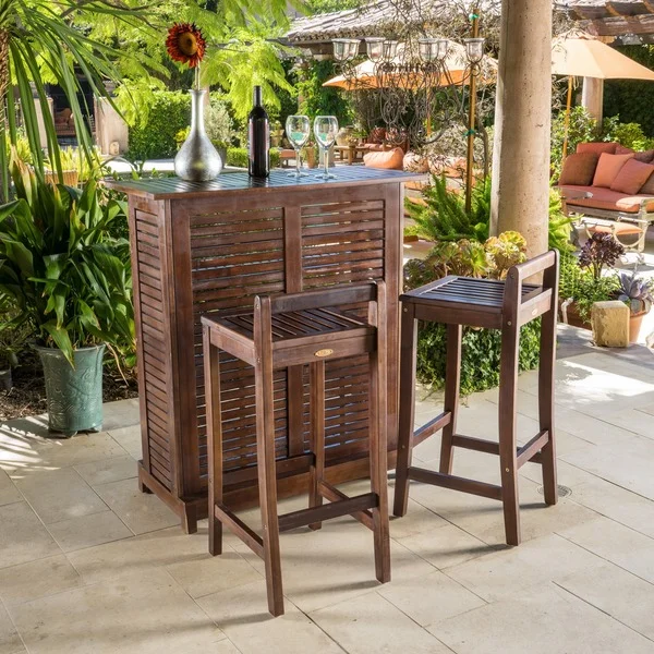 Riviera 3-piece Outdoor Wood Bar Set by Christopher Knight Home. Opens flyout.