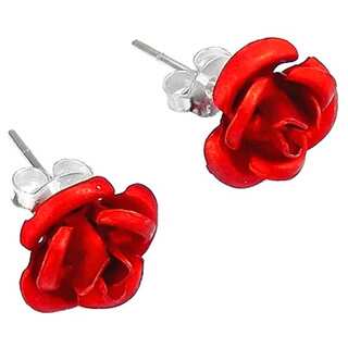 Handmade Blooming Rose .925 Sterling Silver Stud Earrings (Thailand)