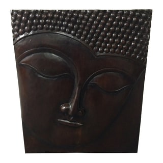 Hand-carved Teak Wood Buddha Wall Plaque (Indonesia)