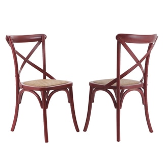 Adeco Red Vintage-style Modernized Elm Wood Deep Dining Chair (Set of 2)