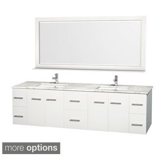 Wyndham Collection Centra 80-inch Double Bathroom Vanity in White, with Mirror