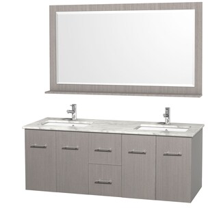 Wyndham Collection Centra 60-inch Double Bathroom Vanity in Grey Oak, with Mirror
