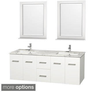 Wyndham Collection Centra 60-inch Double Bathroom Vanity in White, with Mirrors