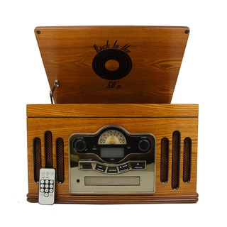 MGear 'Back to the 50's' Antique Wooden 3-speed Turntable with CD Player
