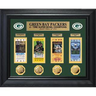 NFL Green Bay Packers Super Bowl Ticket and Game Coin Collection Framed