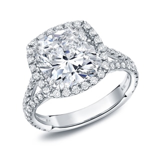 Auriya 18k White Gold 4 1/3ct TDW Cushion-cut Diamond Ring (H-I, VS1-VS2)