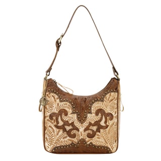 American West Brown/ Tan Leather Concealed Carry Handbag