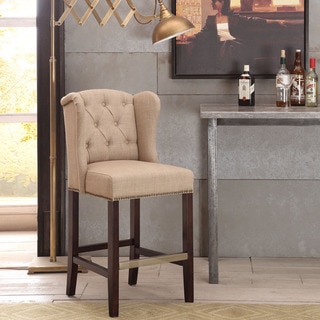 Margo Linen Fabric Tufted Wing-back Counter Stool