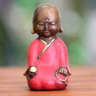 Handcrafted Bronze 'Meditating Little Buddha' Statuette (Indonesia)
