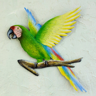 Handcrafted Steel 'Military Macaw' Wall Art (Mexico)