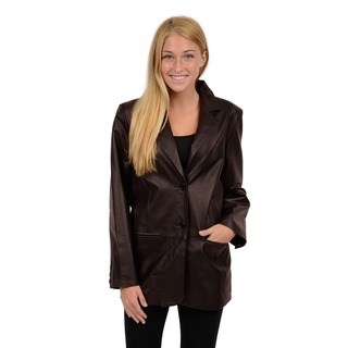 Excelled Women's Leather 2-button Blazer