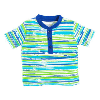 Tumblewalla Boy's Beach Stripe Organic Henley T-shirt