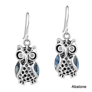 Mystic Owl Colored Enamel Inlay .925 Silver Earrings (Thailand)