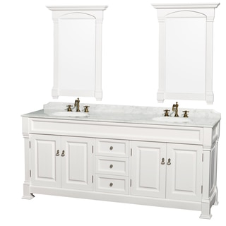Wyndham Collection Andover 80-inch White UM Round Sink 24-inch Mirror Double Bathroom Vanity