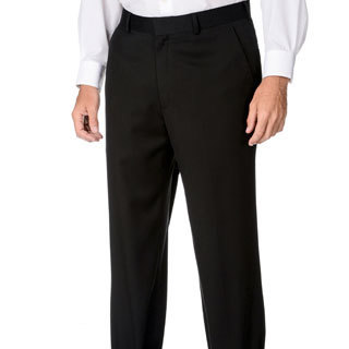 Marco Carelli Men's Big & Tall Black Flat-front Dress Pants