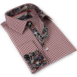 Coogi Luxe Men's White Red/ Paisley Button Down Dress Shirt