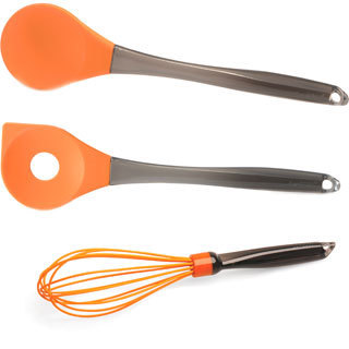 Geminis Orange 3-piece Spoon and Whisk Set