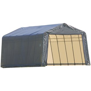 Shelterlogic Outdoor Garage Automotive Boat Car Peak Style Storage Grey Shed (15 x 44 x 16)