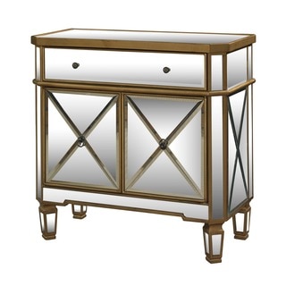 Powell Seraphina Gold and Mirrored Console 1-drawer 2 Doors