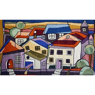 Handmade Chain Stitch 'House' Tapestry (India)