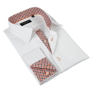 Domani Blue Luxe Men's White and Red Button-down Dress Shirt
