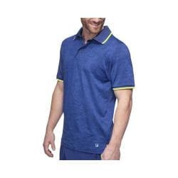 Men's Fila Camo Polo Shirt Blue Depths Jacquard/Blue Depths/Safety Yellow