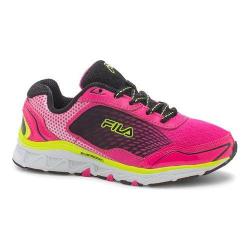 Girls' Fila Energistic Running Shoe Pink Glo/Black/Safety Yellow