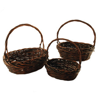 Wald Imports Brown Willow Decorative Nesting Storage Baskets (Set of 3)