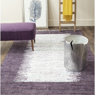Safavieh Hand-woven Montauk Ivory/ Purple Cotton Rug (9' x 12')