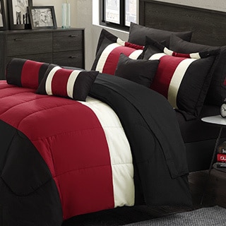 Chic Home Serenity Colorblock Microfiber 10-piece Comforter Set with Sheets