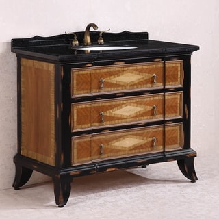 Legion Furniture Absolute Black Granite Top Light Brown 44-inch Single Sink Bathroom Vanity