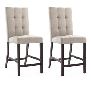 CorLiving Bistro Dining Chairs in Platinum Sage Tufted Fabric (Set of 2)