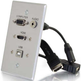 C2G HDMI, VGA, 3.5mm Audio and USB Pass Through Wall Plate - Single G